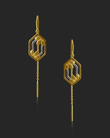 Prema Geometric 22Kt Gold Earring Gold Earrings 22 Karat Yellow Gold Prema Geometric 22Kt Gold Earring