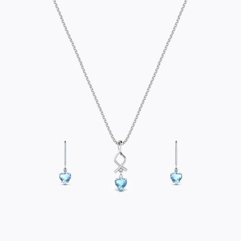 Metro Topaz Heart Matching Set Gemstone Sets 18 Karat White Gold Metro Topaz Heart Matching Set