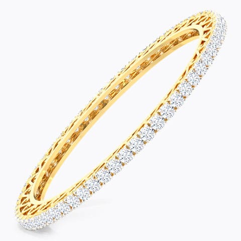 Glitzy Solitaire Bangle Solitaire Bangles 18 Karat Yellow Gold Glitzy Solitaire Bangle