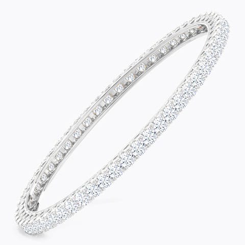 Shimmer Solitaire Bangle Solitaire Bangles 18 Karat White Gold Shimmer Solitaire Bangle