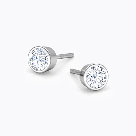 Laterna Solitaire Stud Earrings Solitaire Earrings 14 Karat White Gold Laterna Solitaire Stud Earrings
