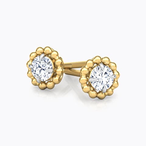 Glow Halo Solitaire Stud Earrings Solitaire Earrings 18 Karat Yellow Gold Glow Halo Solitaire Stud Earrings