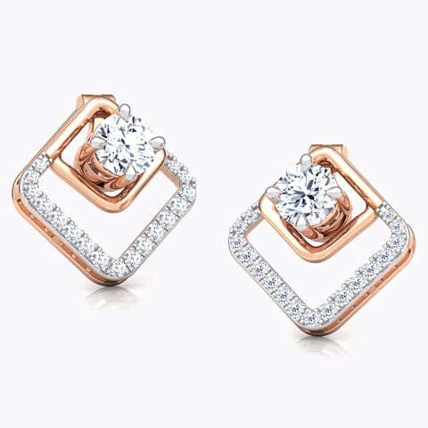Gleam Quad Solitaire Stud Earrings Solitaire Earrings 14 Karat Rose Gold Gleam Quad Solitaire Stud Earrings