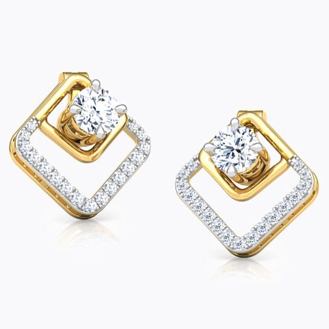 Gleam Quad Solitaire Stud Earrings Solitaire Earrings 14 Karat Yellow Gold Gleam Quad Solitaire Stud Earrings
