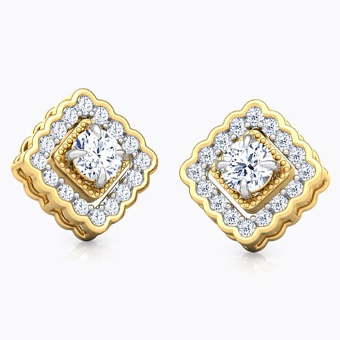 Glint Halo Solitaire Stud Earrings Solitaire Earrings 18 Karat Yellow Gold Glint Halo Solitaire Stud Earrings