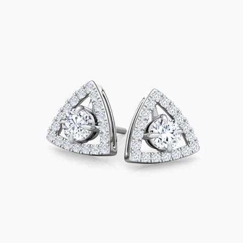 Shine Trigon Solitaire Stud Earrings Solitaire Earrings 18 Karat White Gold Shine Trigon Solitaire Stud Earrings