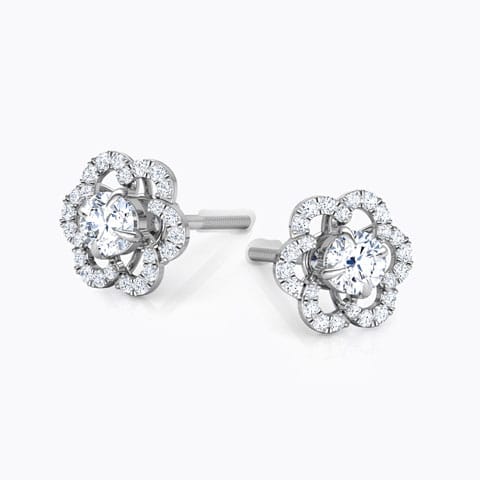 Bright Bloom Solitaire Stud Earrings Solitaire Earrings 18 Karat White Gold Bright Bloom Solitaire Stud Earrings