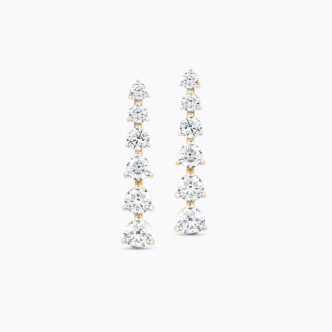 Shining Journey Diamond Drop Earrings Solitaire Earrings 18 Karat Yellow Gold Shining Journey Diamond Drop Earrings