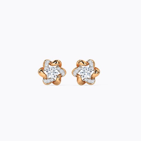 Flora Solitaire Detachable Stud Earrings Solitaire Earrings 18 Karat Two Tone Gold Flora Solitaire Detachable Stud Earrings