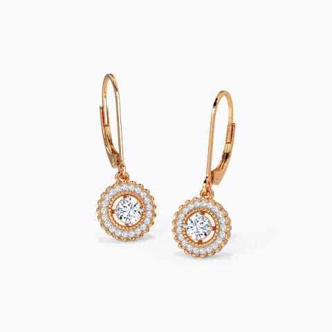 Curl Solitaire Drop Earrings Solitaire Earrings 18 Karat Rose Gold Curl Solitaire Drop Earrings