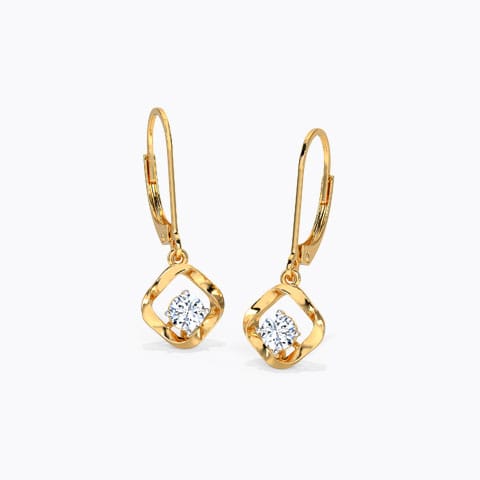 Twisty Solitaire Drop Earrings Solitaire Earrings 18 Karat Yellow Gold Twisty Solitaire Drop Earrings