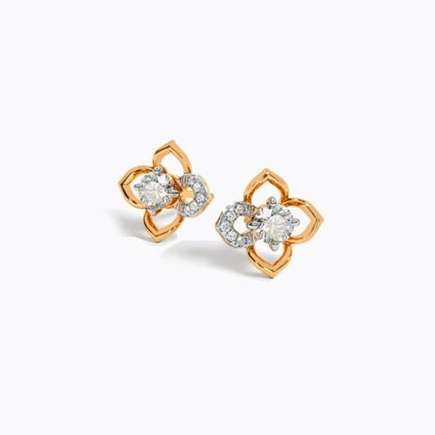 Charming Solitaire Stud Earrings Solitaire Earrings 18 Karat Yellow Gold Charming Solitaire Stud Earrings