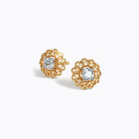 Delightful Solitaire Stud Earrings Solitaire Earrings 18 Karat Yellow Gold Delightful Solitaire Stud Earrings