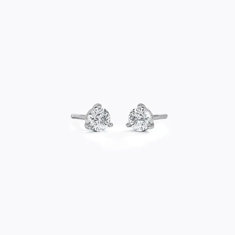 Triangle Solitaire Stud Earrings Solitaire Earrings 18 Karat White Gold Triangle Solitaire Stud Earrings