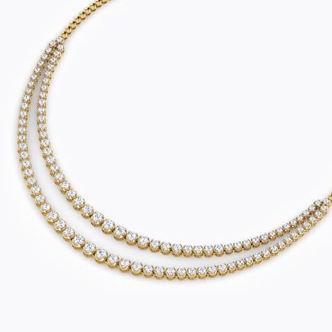 Two Line Illusion Solitaire Necklace Solitaire Necklaces 18 Karat Yellow Gold Two Line Illusion Solitaire Necklace