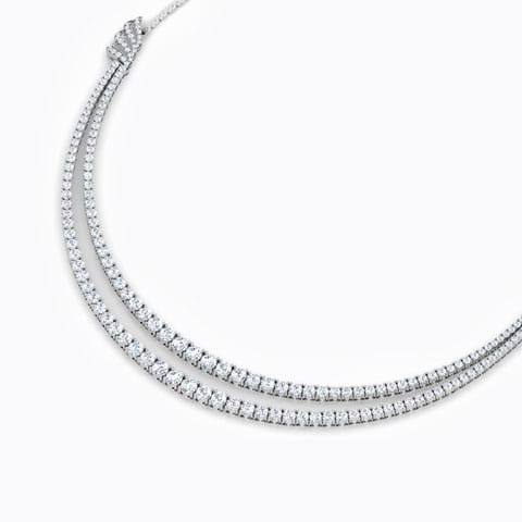 Two Line Brooch Solitaire Necklace Solitaire Necklaces 14 Karat White Gold Two Line Brooch Solitaire Necklace
