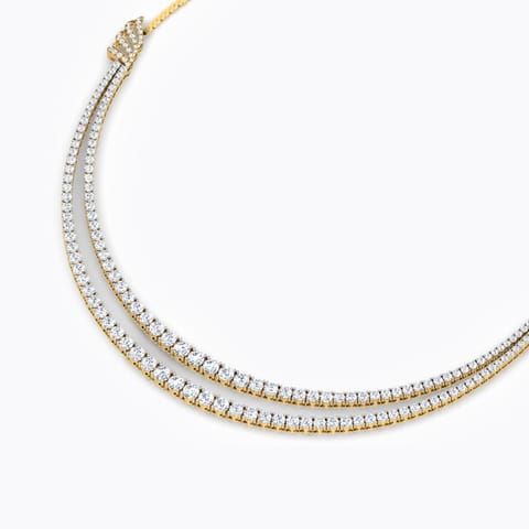 Two Line Brooch Solitaire Necklace Solitaire Necklaces 18 Karat Yellow Gold Two Line Brooch Solitaire Necklace