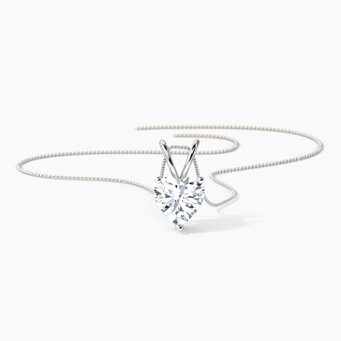 V' Loop Heart Solitaire Pendant Solitaire Pendants 18 Karat White Gold V' Loop Heart Solitaire Pendant