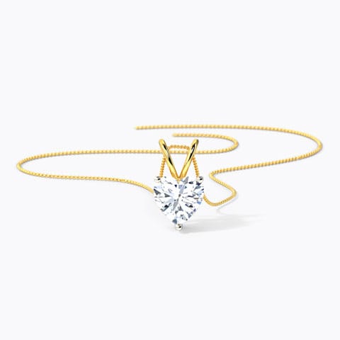 V' Loop Heart Solitaire Pendant Solitaire Pendants 18 Karat Yellow Gold V' Loop Heart Solitaire Pendant
