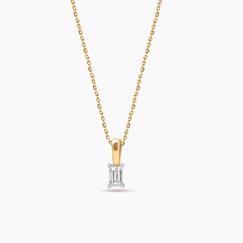 Glimmer Emerald Cut Solitaire Pendant Solitaire Pendants 18 Karat Yellow Gold Glimmer Emerald Cut Solitaire Pendant