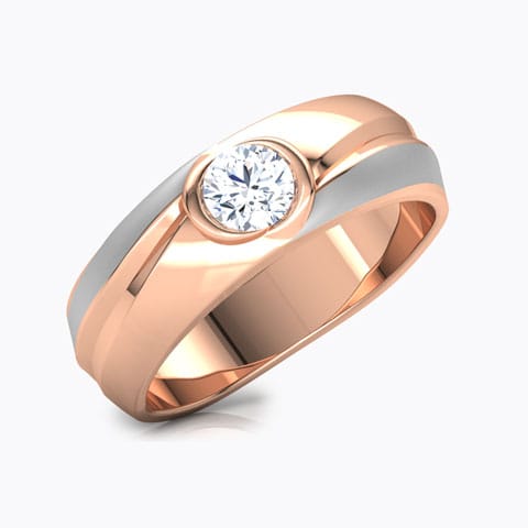 Turia Solitaire Ring for Men Solitaire Rings 14 Karat Rose Gold Turia Solitaire Ring for Men