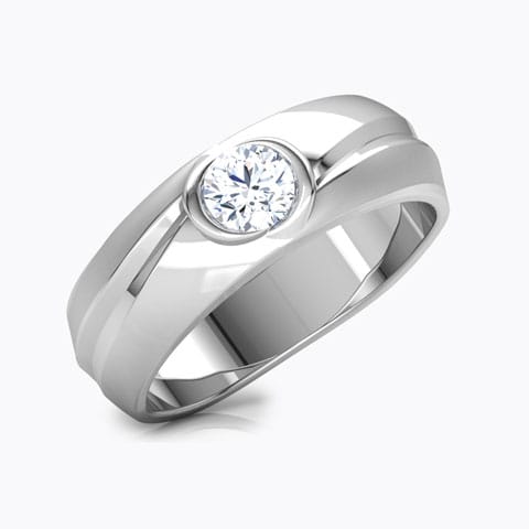 Turia Solitaire Ring for Men Solitaire Rings 18 Karat White Gold Turia Solitaire Ring for Men