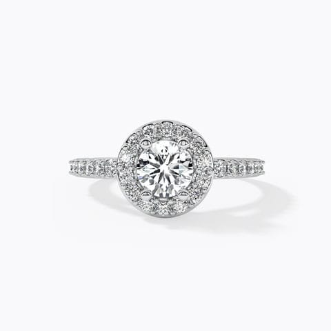 Round Halo Solitaire Ring Solitaire Rings 18 Karat White Gold Round Halo Solitaire Ring