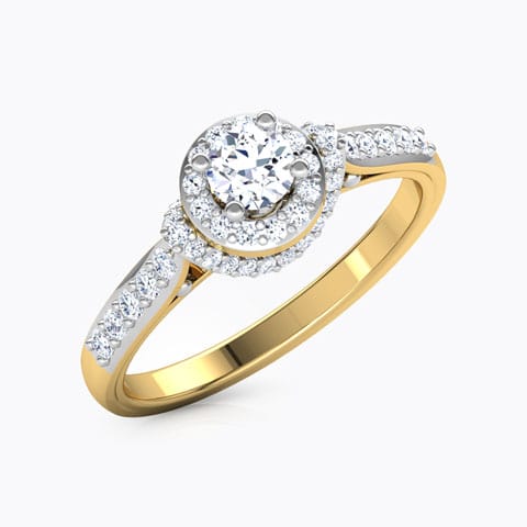 Kyra Halo Solitaire Ring Solitaire Rings 18 Karat Two Tone Gold Kyra Halo Solitaire Ring