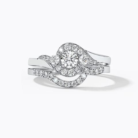 Classic Solitaire Bridal Ring Set Solitaire Rings 18 Karat White Gold Classic Solitaire Bridal Ring Set
