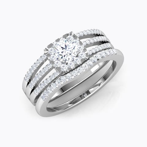 Stellar Solitaire Bridal Ring Set Solitaire Rings 18 Karat White Gold Stellar Solitaire Bridal Ring Set