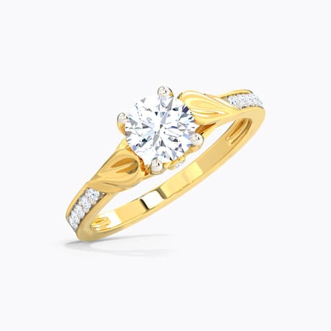 Brocaded Petal Solitaire Ring Solitaire Rings 18 Karat Yellow Gold Brocaded Petal Solitaire Ring