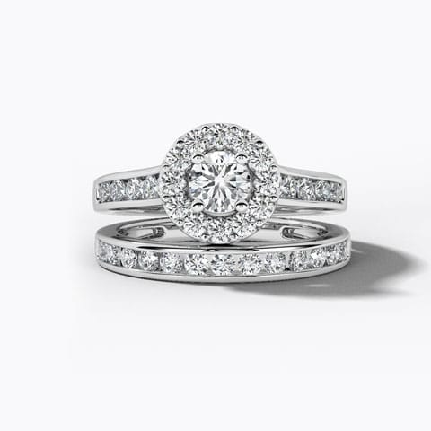 Dazzling Solitaire Bridal Ring Set Solitaire Rings 18 Karat White Gold Dazzling Solitaire Bridal Ring Set