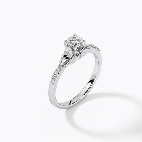 Skye Leaf Solitaire Ring Solitaire Rings 18 Karat White Gold Skye Leaf Solitaire Ring