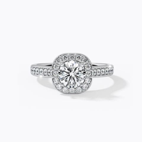 Iona Halo Solitaire Ring Solitaire Rings 18 Karat White Gold Iona Halo Solitaire Ring