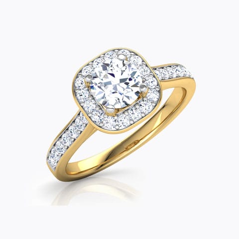 Iona Halo Solitaire Ring Solitaire Rings 14 Karat Yellow Gold Iona Halo Solitaire Ring