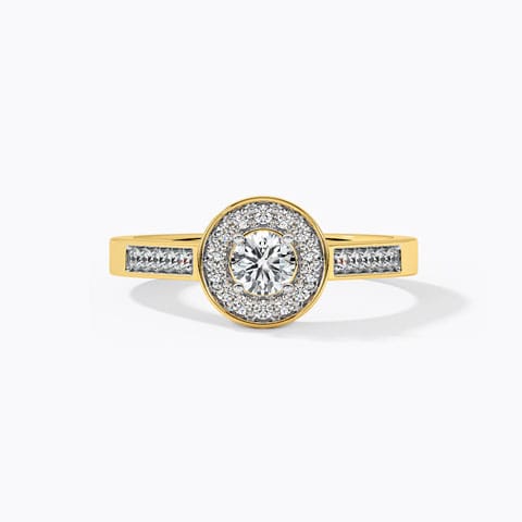 Alicia Halo Solitaire Ring Solitaire Rings 18 Karat Yellow Gold Alicia Halo Solitaire Ring
