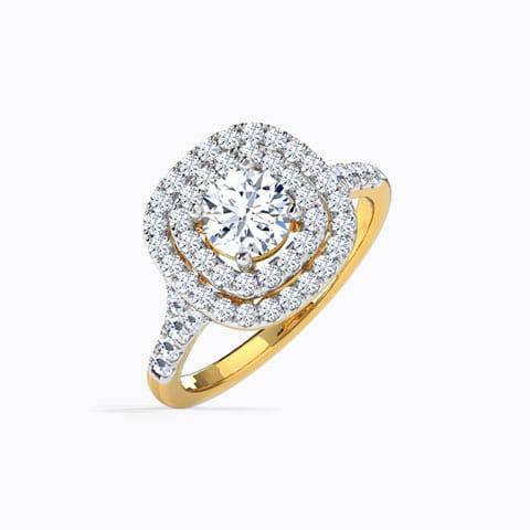 Paola Halo Solitaire Ring Solitaire Rings 14 Karat Yellow Gold Paola Halo Solitaire Ring