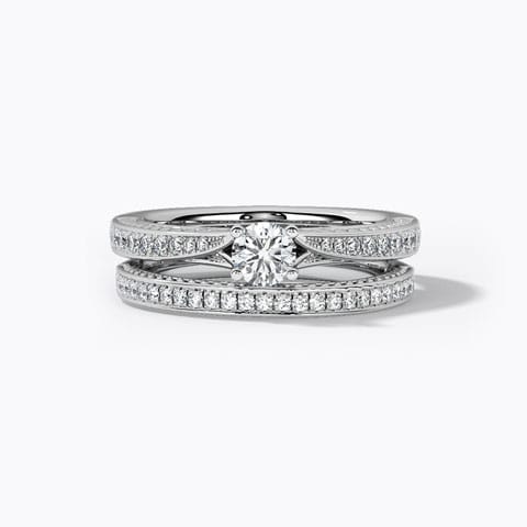 Vibrance Solitaire Bridal Ring Set Solitaire Rings 18 Karat White Gold Vibrance Solitaire Bridal Ring Set