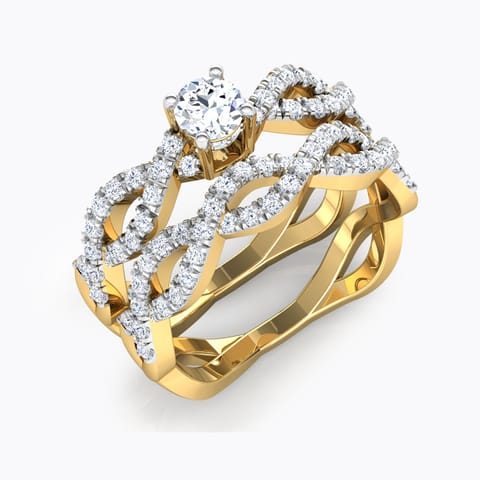 Shimmer Solitaire Bridal Ring Set Solitaire Rings 18 Karat Yellow Gold Shimmer Solitaire Bridal Ring Set