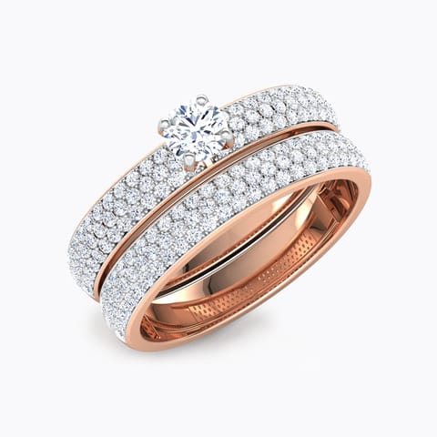 Gleam Solitaire Bridal Ring Set Solitaire Rings 18 Karat Rose Gold Gleam Solitaire Bridal Ring Set