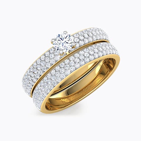Gleam Solitaire Bridal Ring Set Solitaire Rings 14 Karat Yellow Gold Gleam Solitaire Bridal Ring Set