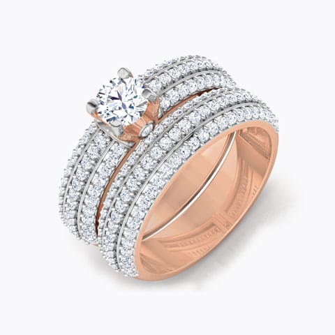 Lustre Solitaire Bridal Ring Set Solitaire Rings 14 Karat Rose Gold Lustre Solitaire Bridal Ring Set