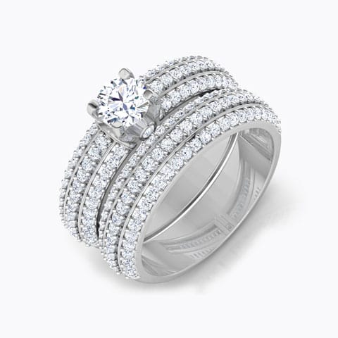 Lustre Solitaire Bridal Ring Set Solitaire Rings 14 Karat White Gold Lustre Solitaire Bridal Ring Set