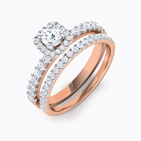 Twinkle Solitaire Bridal Ring Set Solitaire Rings 18 Karat Rose Gold Twinkle Solitaire Bridal Ring Set