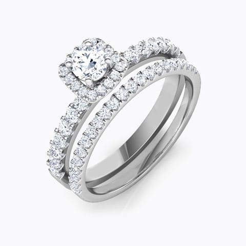 Twinkle Solitaire Bridal Ring Set Solitaire Rings 14 Karat White Gold Twinkle Solitaire Bridal Ring Set