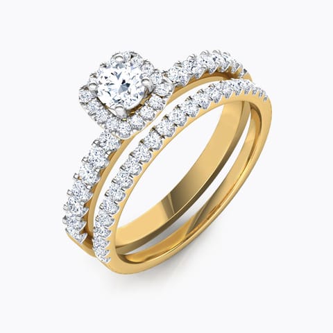 Twinkle Solitaire Bridal Ring Set Solitaire Rings 18 Karat Yellow Gold Twinkle Solitaire Bridal Ring Set