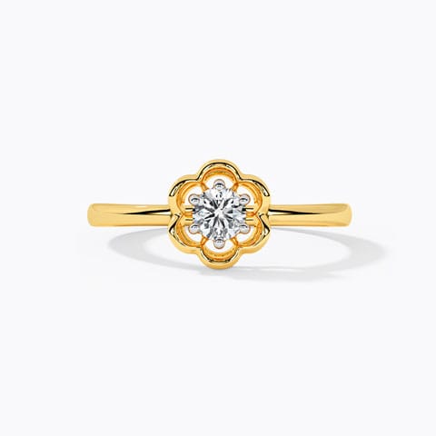 Eden Floret Solitaire Ring Solitaire Rings 18 Karat Yellow Gold Eden Floret Solitaire Ring