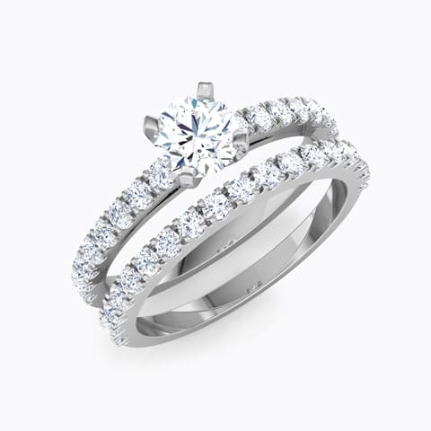 Brilliant Solitaire Bridal Ring Set Solitaire Rings 14 Karat White Gold Brilliant Solitaire Bridal Ring Set