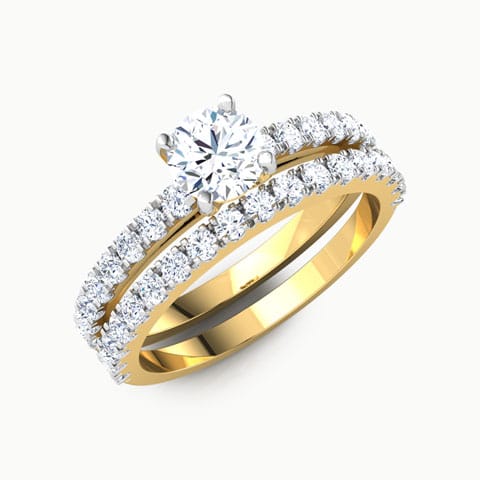 Brilliant Solitaire Bridal Ring Set Solitaire Rings 18 Karat Yellow Gold Brilliant Solitaire Bridal Ring Set
