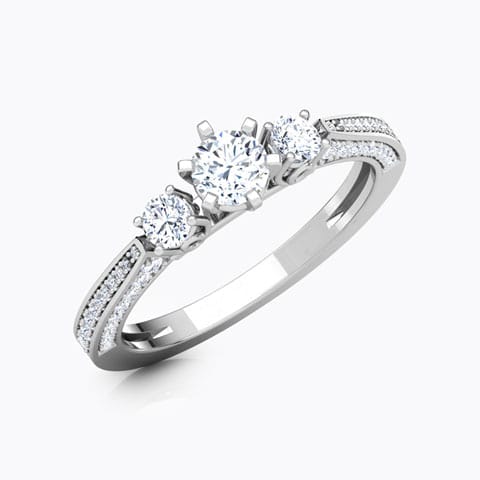 Julia Three Stone Solitaire Ring Solitaire Rings 18 Karat White Gold Julia Three Stone Solitaire Ring